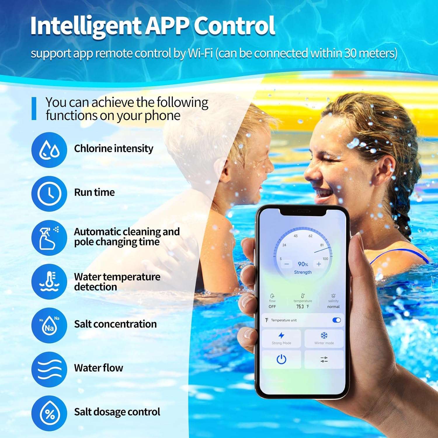 Salt Water Pool Chlorinator System for Above & In-Ground Pools, Up to 25,000 Gallons, Salt Chlorine Generator with Built-in Wi-Fi and App Remote Control - 3