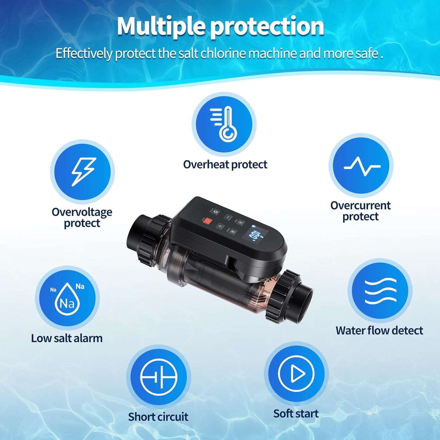 Salt Water Pool Chlorinator System for Above & In-Ground Pools, Up to 25,000 Gallons, Salt Chlorine Generator with Built-in Wi-Fi and App Remote Control - 7