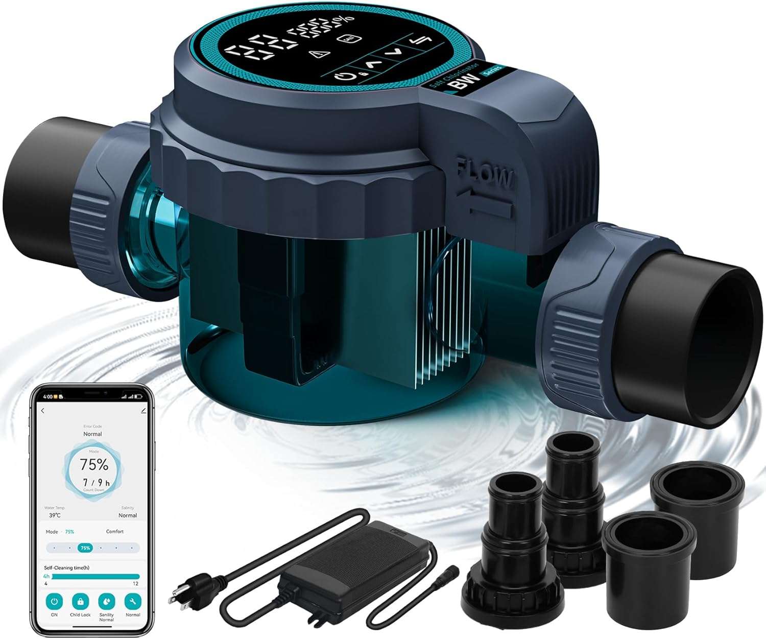 Smart Saltwater Pool Chlorinator System for 31,000 Gallons Above Ground Pool, Automated Salt Chlorine Generator with APP Control, Titanium Cell, One-Touch Operation & Low Maintenance - 1