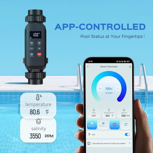 Bonvoisin Salt Water Pool Chlorinator System Salt Chlorine Generator for Inground Pools Saltwater Pool System with Titanium Cell, LED-APP Control, Up to 60,000 Gallons Pool - 3