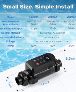 Bonvoisin Salt Water Pool Chlorinator System Salt Chlorine Generator for Inground Pools Saltwater Pool System with Titanium Cell, LED-APP Control, Up to 60,000 Gallons Pool - 5