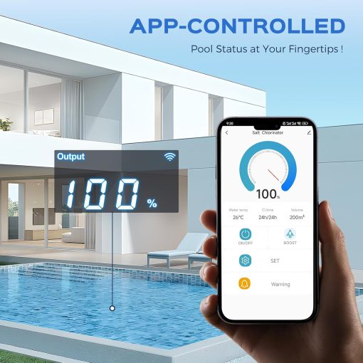Bonvoisin Salt Water Pool Chlorinator System Salt Chlorine Generator for Inground Pools Saltwater Pool System with Titanium Cell, LED Control Panel, Self-Cleaning Function - 4