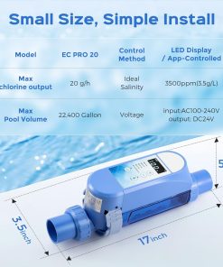 Bonvoisin Salt Water Pool Chlorinator System Salt Chlorine Generator for Inground Pools Saltwater Pool System with Titanium Cell, LED Control Panel, Self-Cleaning Function - 6