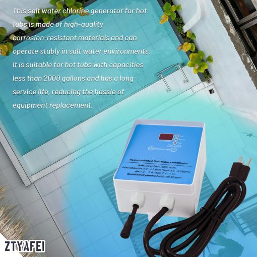 Drop-in Salt Chlorine Generator for Hot Tubs & Swim Spas - Up to 2000 Gallons - Saltwater Conversion Kit - Easy Install Sanitizing System - 3
