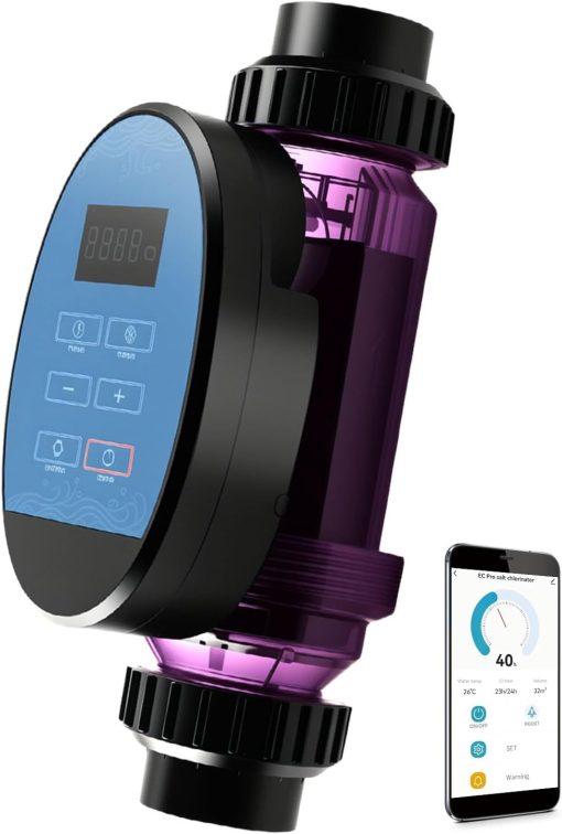 Salt Water Pool Chlorinator System - Upgrade Saltwater Chlorine Generator for Smart App Control Built-in Wi-Fi Remote Control,Easy to Install,Smart Digital Panel Plate - 1