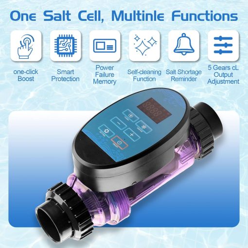 Salt Water Pool Chlorinator System - Upgrade Saltwater Chlorine Generator for Smart App Control Built-in Wi-Fi Remote Control,Easy to Install,Smart Digital Panel Plate - 3