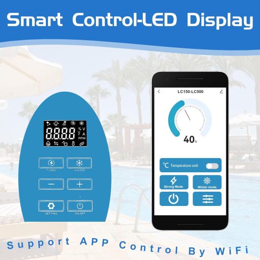 Salt Water Pool Chlorinator System - Upgrade Saltwater Chlorine Generator for Smart App Control Built-in Wi-Fi Remote Control,Easy to Install,Smart Digital Panel Plate - 5