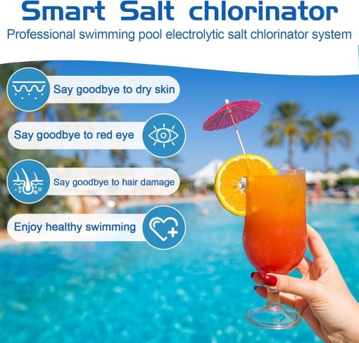 Salt Water Pool Chlorinator System - Upgrade Saltwater Chlorine Generator for Smart App Control Built-in Wi-Fi Remote Control,Easy to Install,Smart Digital Panel Plate - 6