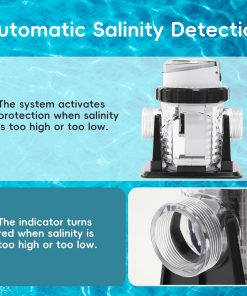 Saltwater Chlorinator for Above Ground Pools, Test Strip Included with Adapter,Salt Water Pool Chlorinator System, Self-Cleaning Saltwater Pool System for Pools up to 15000 Gallons - 3