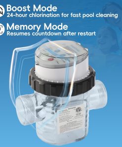 Saltwater Chlorinator for Above Ground Pools, Test Strip Included with Adapter,Salt Water Pool Chlorinator System, Self-Cleaning Saltwater Pool System for Pools up to 15000 Gallons - 6