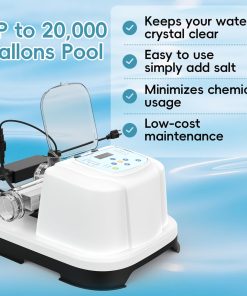 Saltwater Chlorinator for Above Ground Pools, Test Strip Included with Adapter,Salt Water Pool Chlorinator System, Self-Cleaning Saltwater Pool System for Pools up to 20000 Gallons - 2