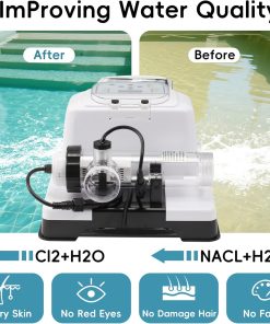 Saltwater Chlorinator for Above Ground Pools, Test Strip Included with Adapter,Salt Water Pool Chlorinator System, Self-Cleaning Saltwater Pool System for Pools up to 20000 Gallons - 3