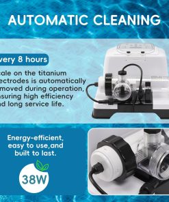 Saltwater Chlorinator for Above Ground Pools, Test Strip Included with Adapter,Salt Water Pool Chlorinator System, Self-Cleaning Saltwater Pool System for Pools up to 20000 Gallons - 4
