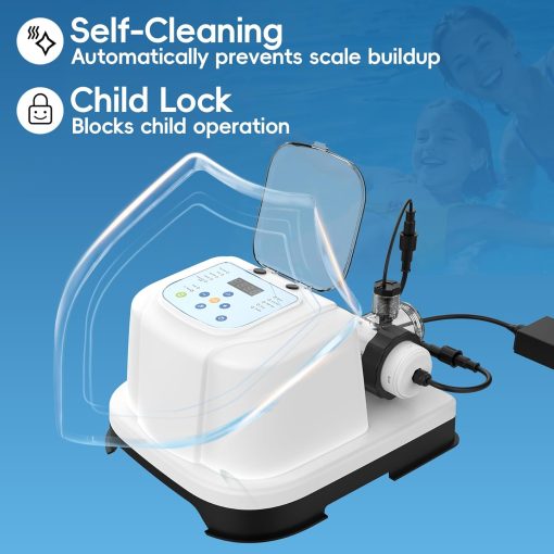 Saltwater Chlorinator for Above Ground Pools, Test Strip Included with Adapter,Salt Water Pool Chlorinator System, Self-Cleaning Saltwater Pool System for Pools up to 20000 Gallons - 6