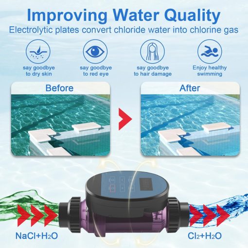 Salt Water Pool Chlorinator System, Suitable 25000 Gallon Pool, Built-in Wi-Fi & App Remote Control, Salt Chlorine Generator with Digital Panel (LC200DA) - 6