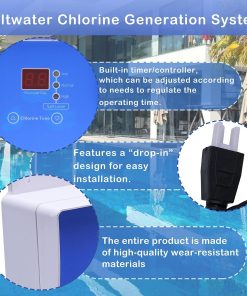 Saltwater Chlorine Generation System,Drop-in Salt System Conversion kit Compatible with Hot Tubs and Swim Spas,Up to 2000 Gallons - 3