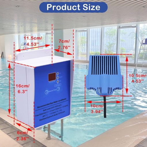 Saltwater Chlorine Generation System,Drop-in Salt System Conversion kit Compatible with Hot Tubs and Swim Spas,Up to 2000 Gallons - 5