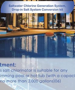 Saltwater Chlorine Generation System,Drop-in Salt System Conversion kit Compatible with Hot Tubs and Swim Spas,Up to 2000 Gallons - 6