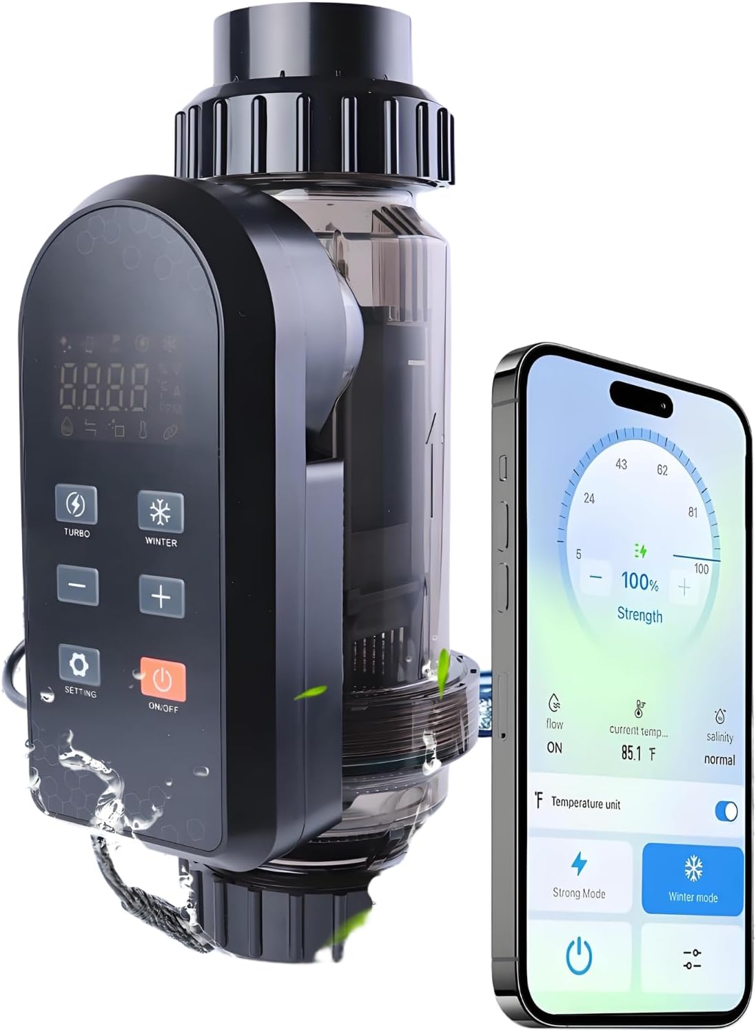 HOUSOUTION Salt Water Pool Chlorinator System, Salt Chlorine Generator with Smart App Control, Saltwater Pool System, Chlorinator for Inground Pool, Salt Cell for Pool - 1