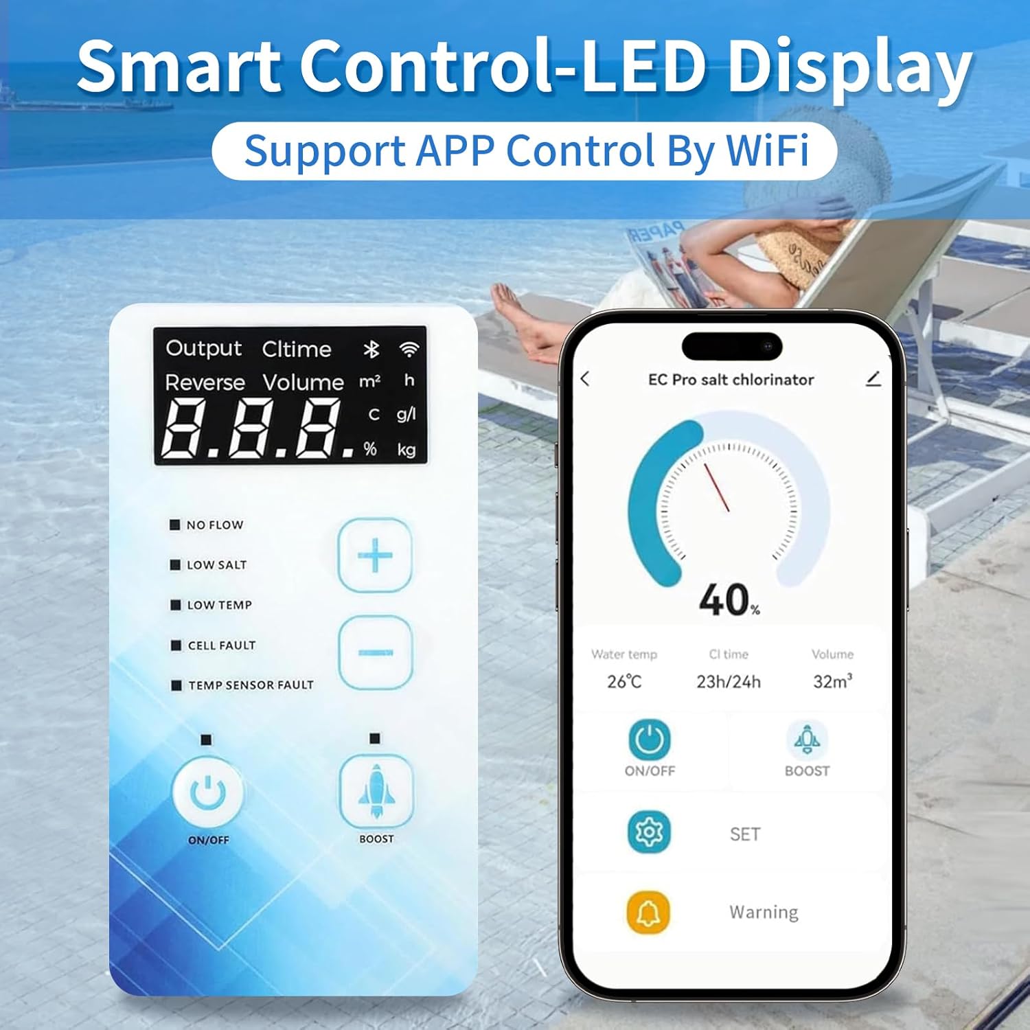 HOUSOUTION Salt Water Pool Chlorinator System, Salt Chlorine Generator with Smart App Control, Saltwater Pool System, Chlorinator for Inground Pool, Salt Cell for Pool - 4