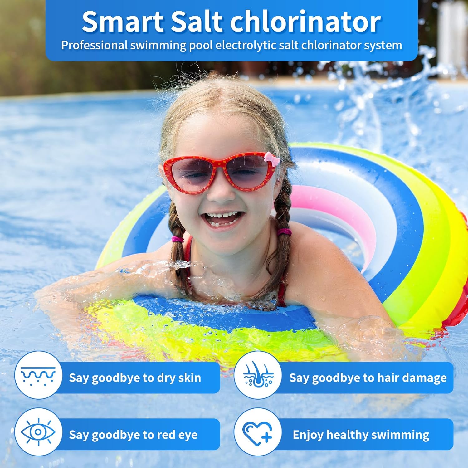 HOUSOUTION Salt Water Pool Chlorinator System, Salt Chlorine Generator with Smart App Control, Saltwater Pool System, Chlorinator for Inground Pool, Salt Cell for Pool - 5