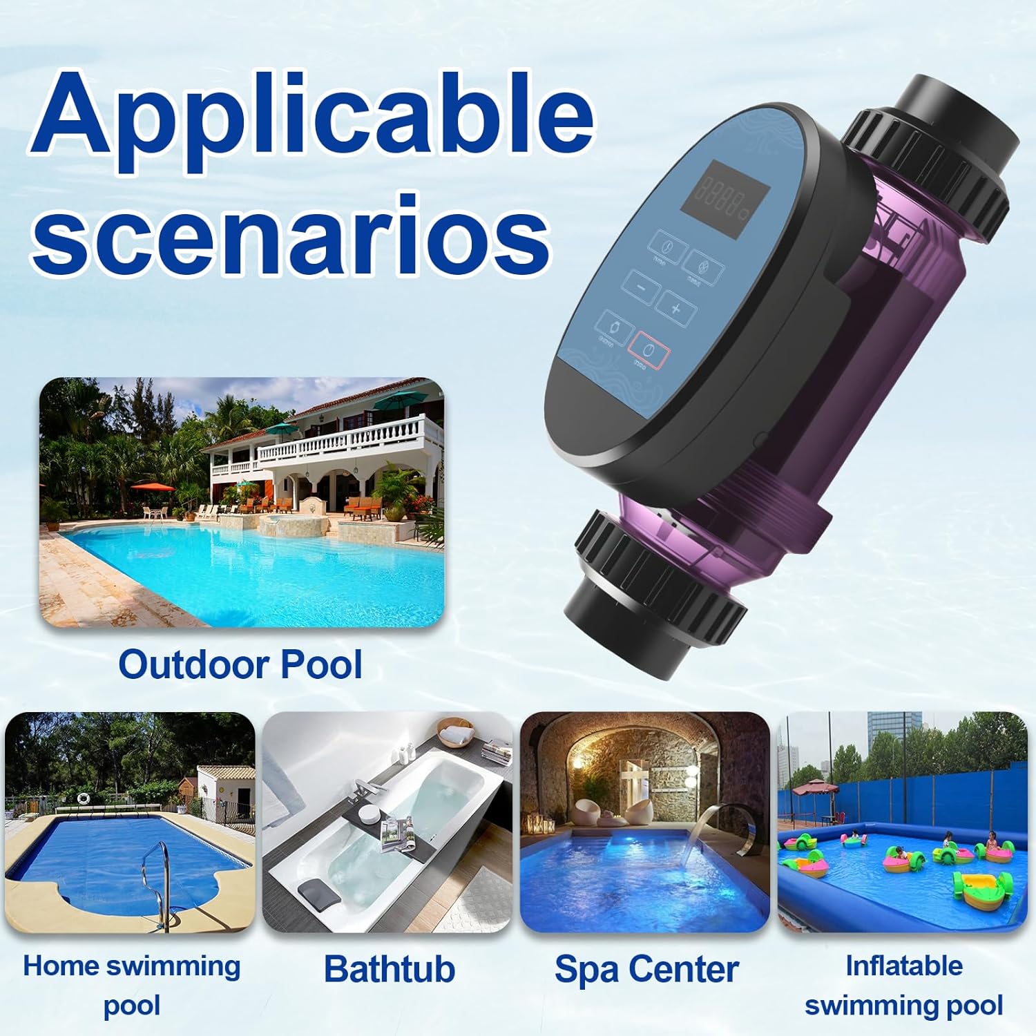 Pool Salt Chlorine Generator, Suitable 15000 Gallon Pool, Built-in App Control, Salt Water Pool Chlorinator System with Digital Panel - 8