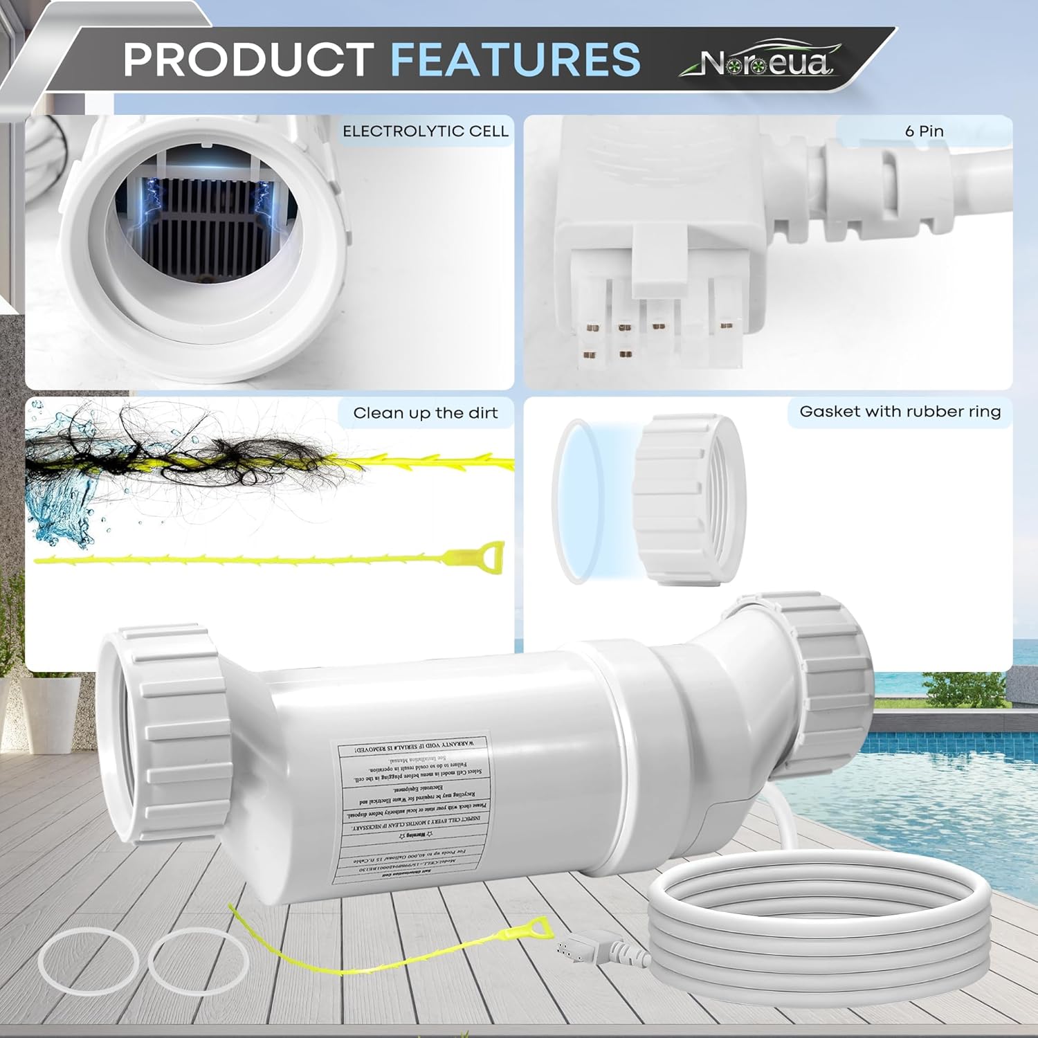 Salt Cell T-15 Replacement Hayward Cell T15 Pool Chlorinator System Compatible with AquaRite, AquaTrol, Pro Logic Up to 40K Gallons Turbo Chlorine Generation - 7