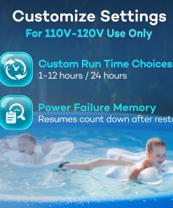 Saltwater System for Above Ground Pool - Salt Chlorine Generator with Timer, for 110-120V Use Only, Winter Protection, Self-Cleaning Cell, Up to 5,000 Gallons Pools - 7