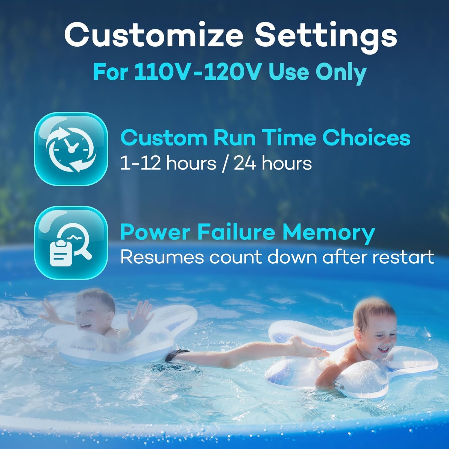 Saltwater System for Above Ground Pool - Salt Chlorine Generator with Timer, for 110-120V Use Only, Winter Protection, Self-Cleaning Cell, Up to 5,000 Gallons Pools - 7