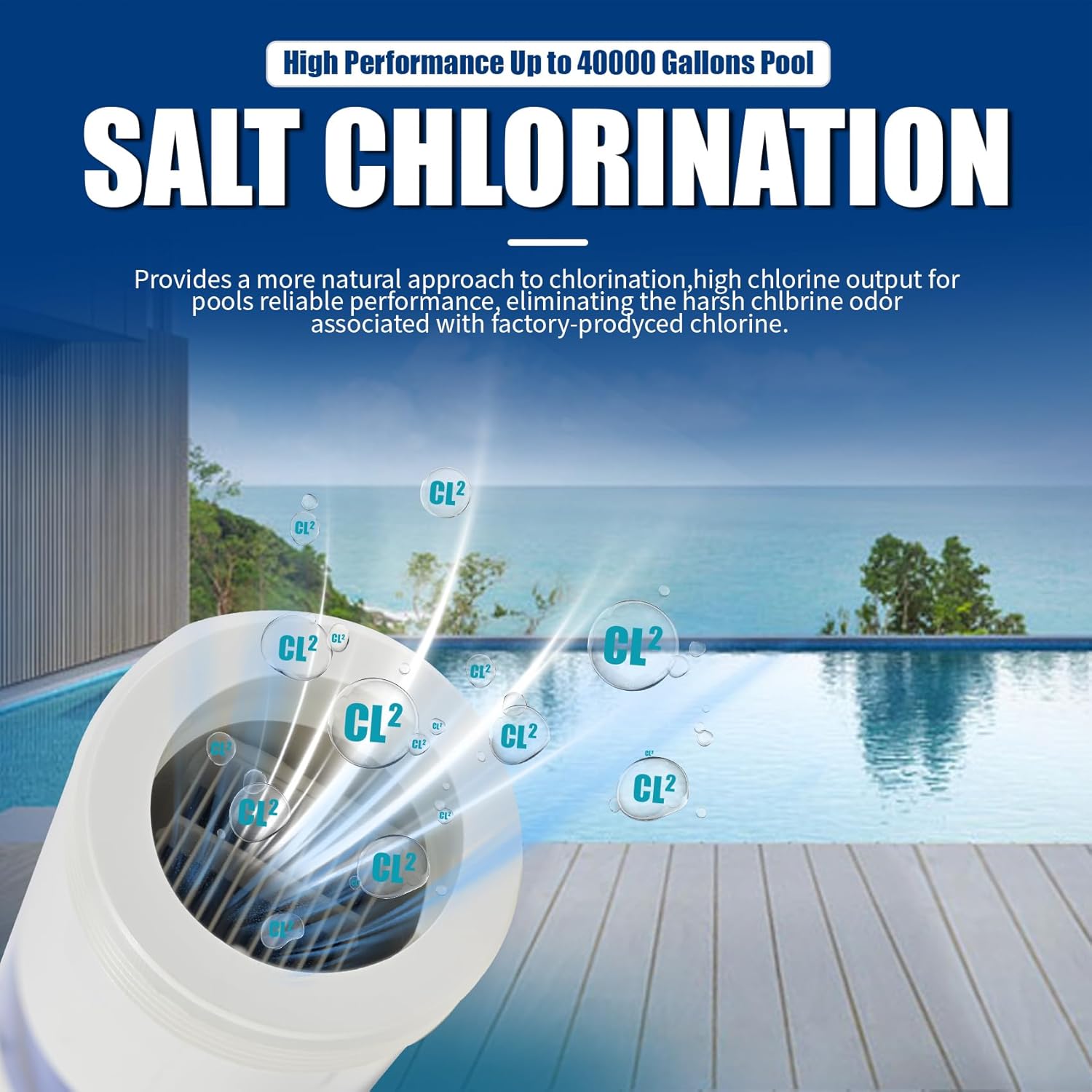 T-15 Salt Water Pool Chlorinator System W3T-Cell-15 TurboCell Salt Chlorination Cell Replacement for In-Ground Swimming Pools up to 40,000 Gallons Compatible - 4