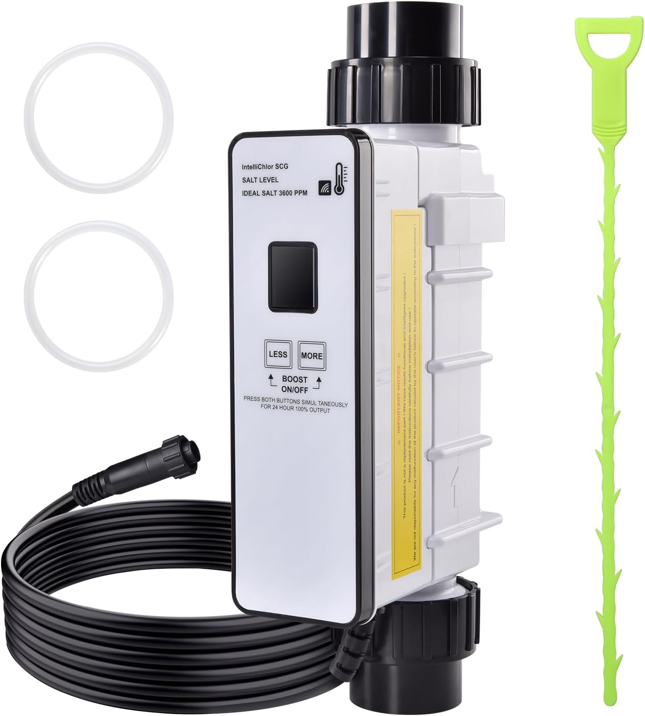 EC-520555 Salt Cell Chlorine Generator, Compatible with Pentair Intellichlor IC40 Salt Chlorinator for Pools up to 40,000 Gal, Replaces 520555, Includes Cable & PVC Unions - 1