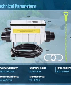 EC-520555 Salt Cell Chlorine Generator, Compatible with Pentair Intellichlor IC40 Salt Chlorinator for Pools up to 40,000 Gal, Replaces 520555, Includes Cable & PVC Unions - 3