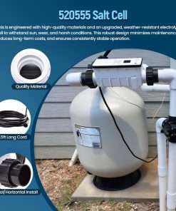 EC-520555 Salt Cell Chlorine Generator, Compatible with Pentair Intellichlor IC40 Salt Chlorinator for Pools up to 40,000 Gal, Replaces 520555, Includes Cable & PVC Unions - 4