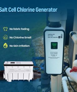 EC-520555 Salt Cell Chlorine Generator, Compatible with Pentair Intellichlor IC40 Salt Chlorinator for Pools up to 40,000 Gal, Replaces 520555, Includes Cable & PVC Unions - 8