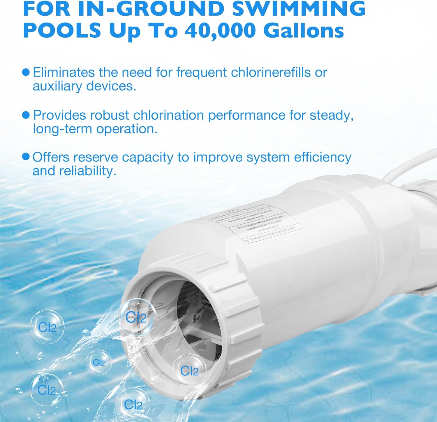 Salt Cell T-15 Replacement for Hayward Turbo TCELL940,W3T-CELL-15, Up to 40,000 Gallons Salt Chlorine Generator Compatible with AquaRite, AquaTrol & More System for In-Ground Swimming Pools - 2