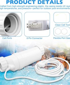 Salt Cell T-15 Replacement for Hayward Turbo TCELL940,W3T-CELL-15, Up to 40,000 Gallons Salt Chlorine Generator Compatible with AquaRite, AquaTrol & More System for In-Ground Swimming Pools - 5