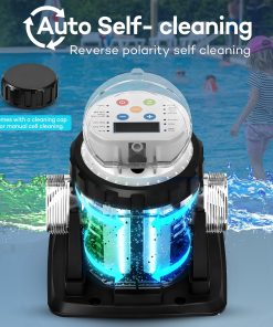 Salt Water Pool Chlorinator System - Built-in Salinity Sensor, Smart All-in-One Design, Plug-in Salt Chlorine Generator for Above Ground Pools up to 15,000 Gallons,Easy to Set-Up - 5