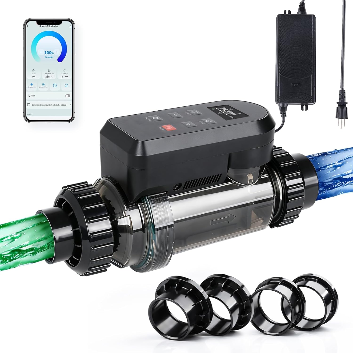 Salt Water Pool Chlorinator System – Smart Saltwater Chlorine Generator with Titanium Cell, FCC & ETL Certified, Wi-Fi & App Control, Digital Panel, Self-Cleaning - 1