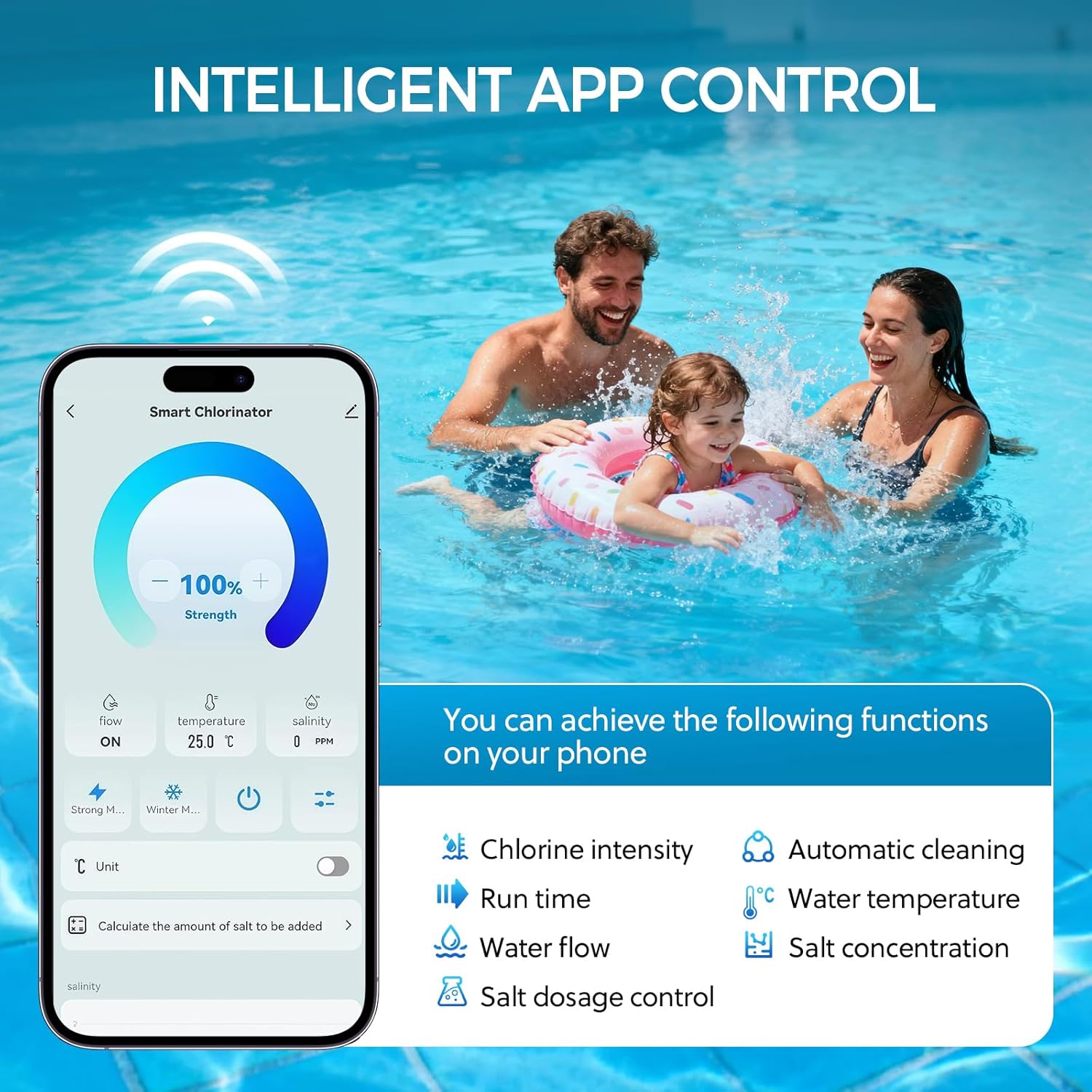 Salt Water Pool Chlorinator System – Smart Saltwater Chlorine Generator with Titanium Cell, FCC & ETL Certified, Wi-Fi & App Control, Digital Panel, Self-Cleaning - 4