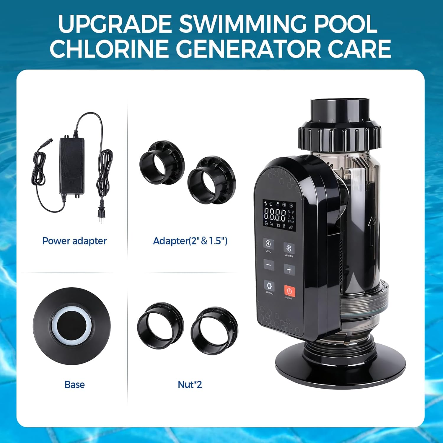 Salt Water Pool Chlorinator System – Smart Saltwater Chlorine Generator with Titanium Cell, FCC & ETL Certified, Wi-Fi & App Control, Digital Panel, Self-Cleaning - 7