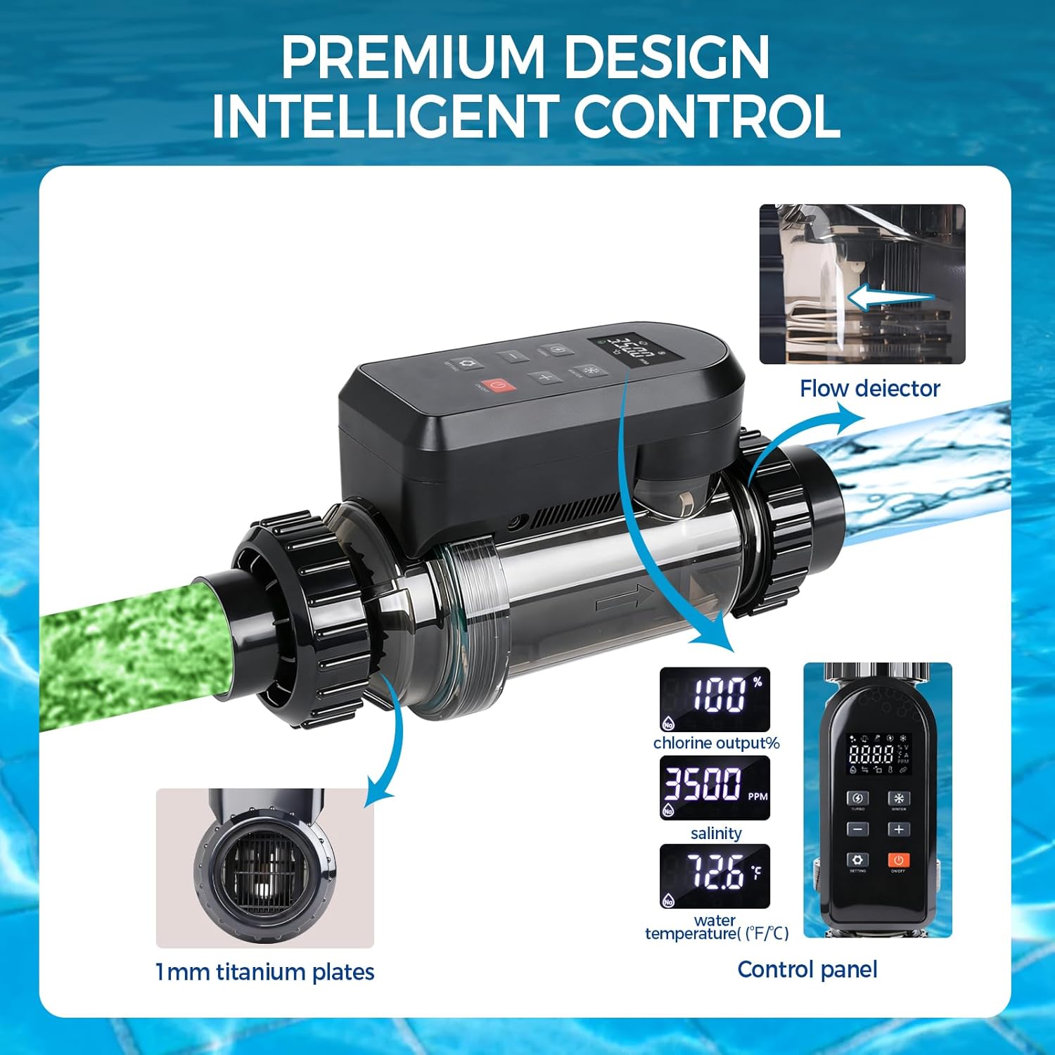 Salt Water Pool Chlorinator System – Smart Saltwater Chlorine Generator with Titanium Cell, FCC & ETL Certified, Wi-Fi & App Control, Digital Panel, Self-Cleaning - 8