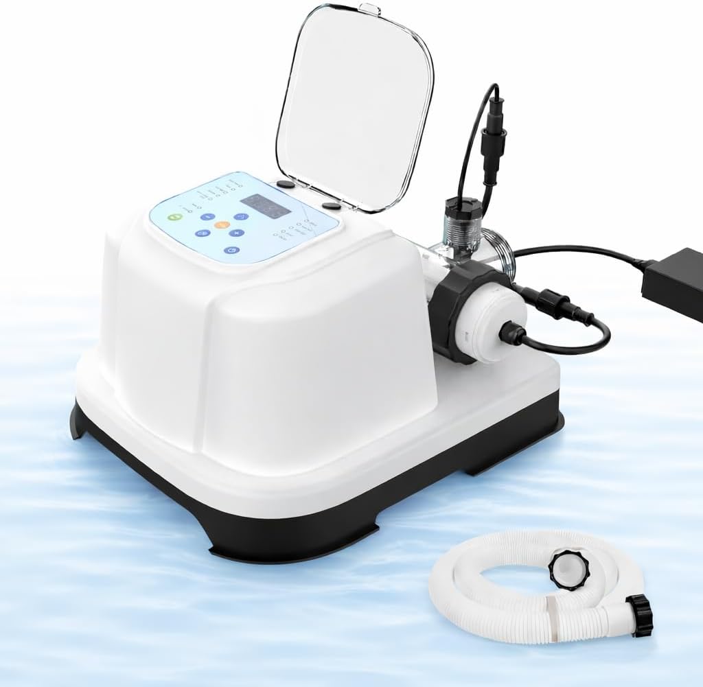 Saltwater Chlorinator for Above Ground Pools, Salt Water Pool System for up to 15000 Gallons, Self-Cleaning Salt Chlorine Generator, with Auto-AI Modes, Adapters and Test Strip Included - 1