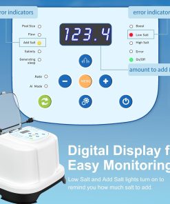 Saltwater Chlorinator for Above Ground Pools, Salt Water Pool System for up to 15000 Gallons, Self-Cleaning Salt Chlorine Generator, with Auto-AI Modes, Adapters and Test Strip Included - 3