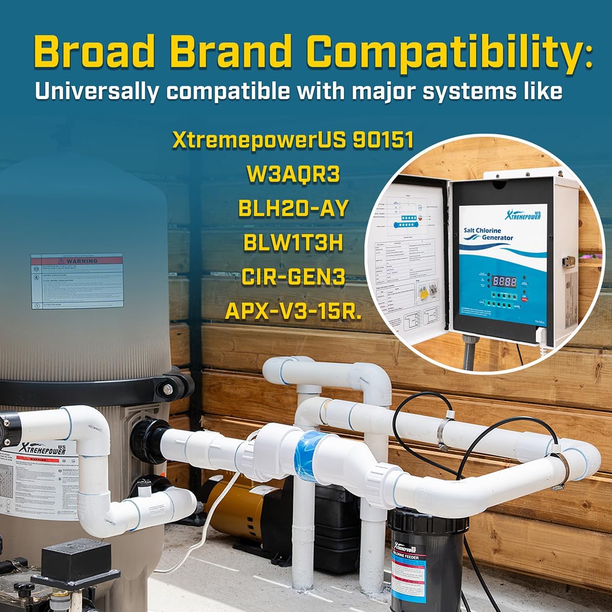 XtremepowerUS Universal Salt Cell up to 25,000 Gallons Chlorination Cell Plate Compatible with Hayward W3AQR9 for In-Ground Pool Cleaning Stand - 3