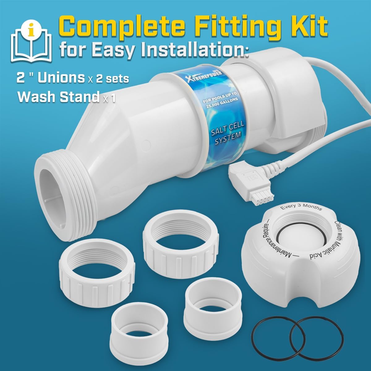 XtremepowerUS Universal Salt Cell up to 25,000 Gallons Chlorination Cell Plate Compatible with Hayward W3AQR9 for In-Ground Pool Cleaning Stand - 6