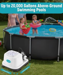 Automatic Saltwater Chlorinator for Above-Ground Pools – High-Efficiency Pool Salt Water Chlorination System up to 20,000 Gallons with Self-Cleaning Cell, Adapter and Test Strip - 2