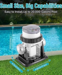 Automatic Saltwater Chlorinator for Above-Ground Pools – High-Efficiency Pool Salt Water Chlorination System up to 20,000 Gallons with Self-Cleaning Cell, Adapter and Test Strip - 2