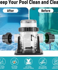 Automatic Saltwater Chlorinator for Above-Ground Pools – High-Efficiency Pool Salt Water Chlorination System up to 20,000 Gallons with Self-Cleaning Cell, Adapter and Test Strip - 6