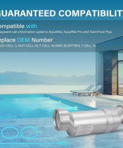 Salt Cell for Pool, Up to 15,000 Gallons Swimming Pool Chlorine Generator Compatible with Hayward W3T-Cell-3 BL1T3H, T-3 - 2