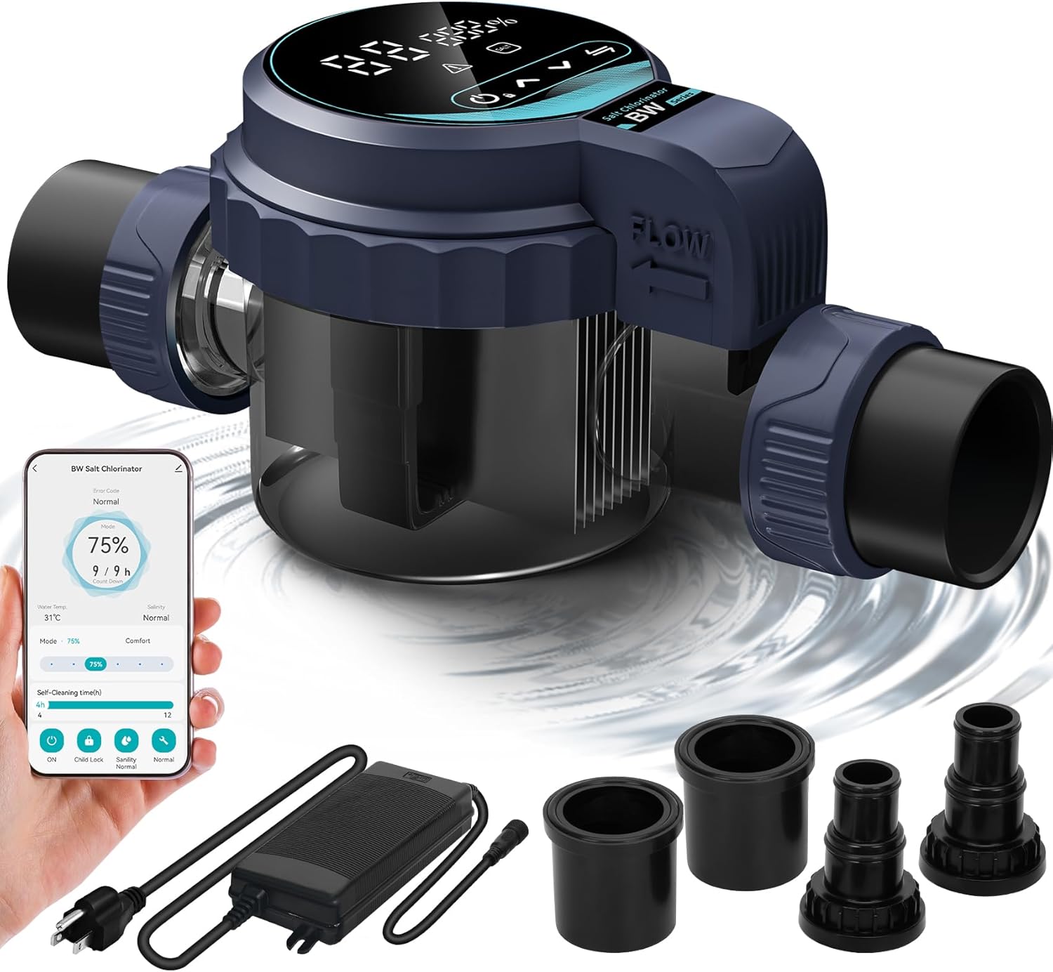 Salt Chlorine Generator for Pools up to 26,500 Gallons, Smart Salt Water Pool Chlorinator System with App Remote Control and Self-Cleaning, One-Touch Operation & Low Maintenance - 1